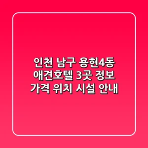 인천 남구 용현4동 애견호텔 3곳 정보: 가격, 위치, 시설 안내