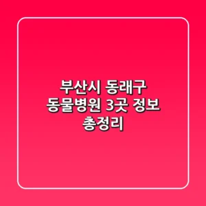 부산시 동래구 동물병원 3곳 정보 총정리