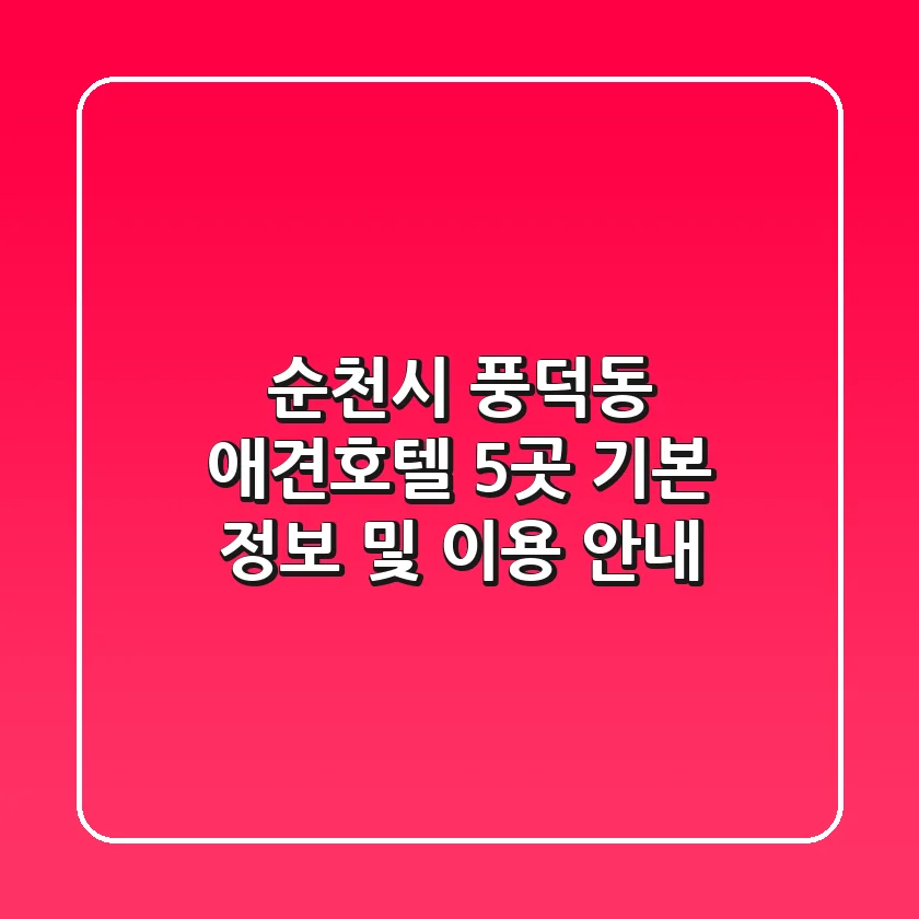 순천시 풍덕동 애견호텔 5곳: 기본 정보 및 이용 안내