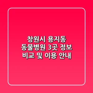 창원시 용지동 동물병원 3곳 정보 비교 및 이용 안내