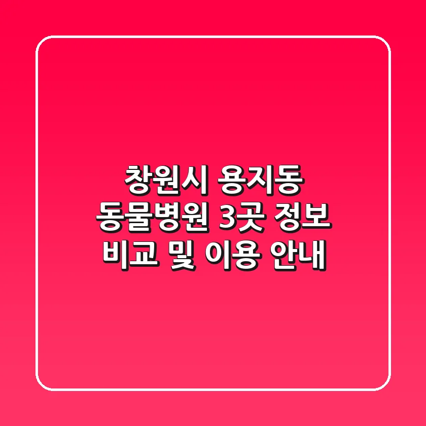 창원시 용지동 동물병원 3곳 정보 비교 및 이용 안내