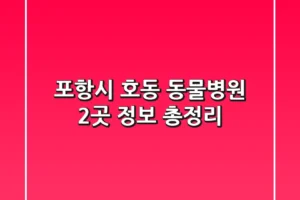 포항시 호동 동물병원 2곳 정보 총정리