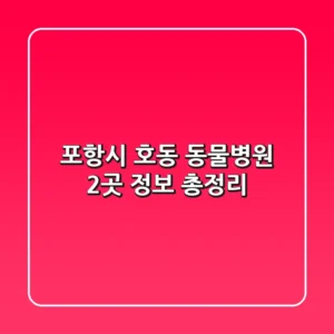포항시 호동 동물병원 2곳 정보 총정리