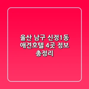 울산 남구 신정1동 애견호텔 4곳 정보 총정리
