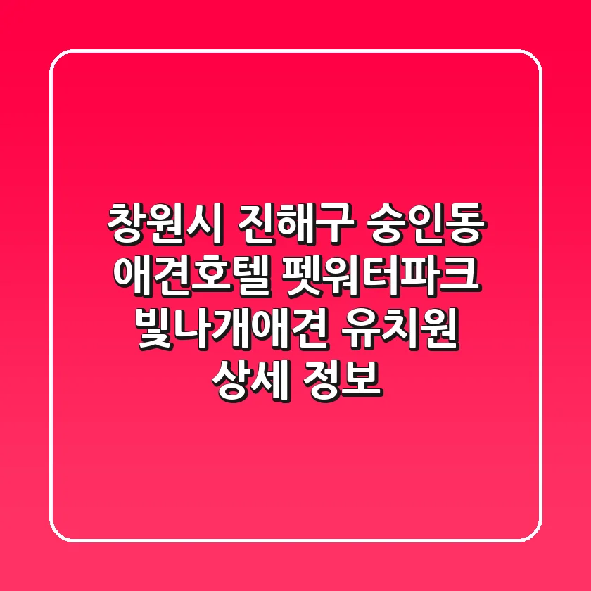 창원시 진해구 숭인동 애견호텔: 펫워터파크, 빛나개애견 유치원 상세 정보