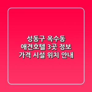 성동구 옥수동 애견호텔 3곳 정보 - 가격, 시설, 위치 안내