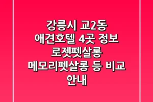 강릉시 교2동 애견호텔 4곳 정보: 로젯펫살롱, 메모리펫살롱 등 비교 안내