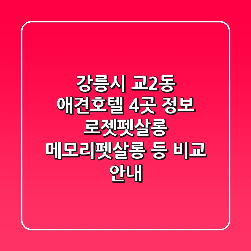 강릉시 교2동 애견호텔 4곳 정보: 로젯펫살롱, 메모리펫살롱 등 비교 안내