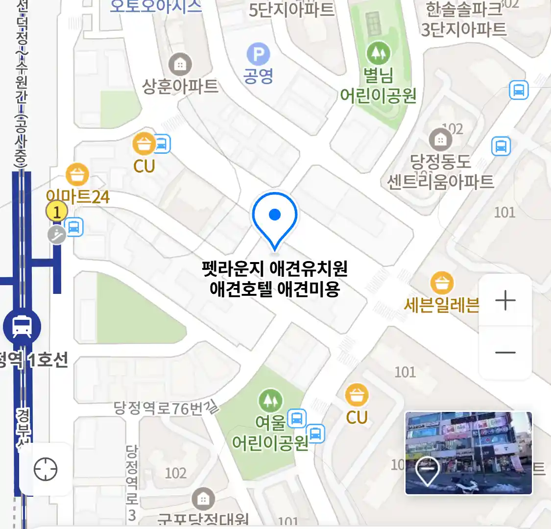 펫라운지 애견유치원 애견호텔 애견미용 위치